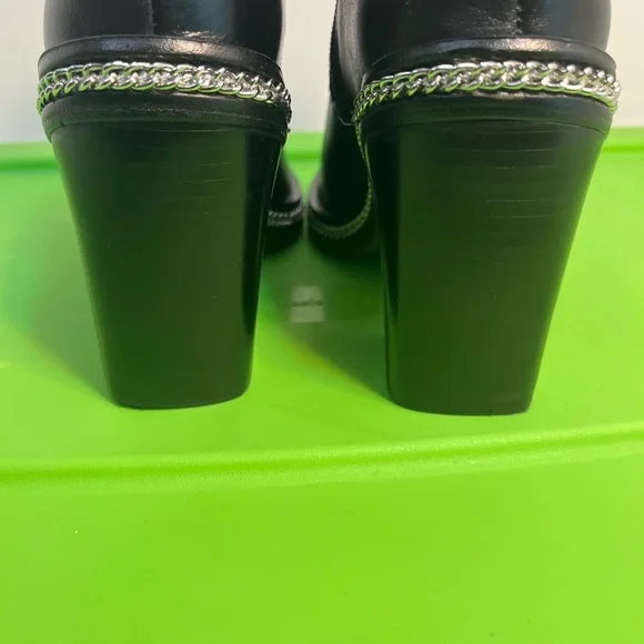 Vince Camuto Black Open-Toe Leather Ankle Booties with Silver Trim - Picture 11 of 15